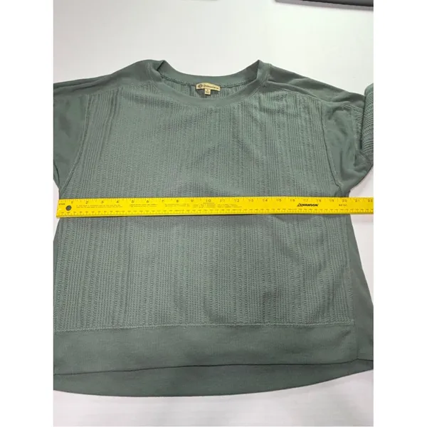 Democracy Sage Green Textured Waffle Knit Top Small - Image 4