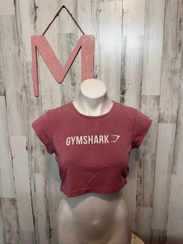 Gymshark Dusky Pink Cropped Short Sleeve Graphic Tee Womens Size Medium - Image 2