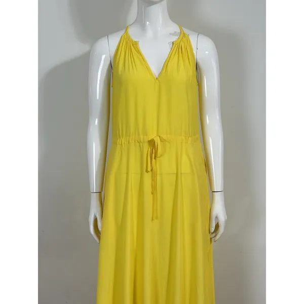 Diane von Furstenberg Women XS Sally Dress Yellow Lemon Zest Maxi Drawstring NWT - Image 4