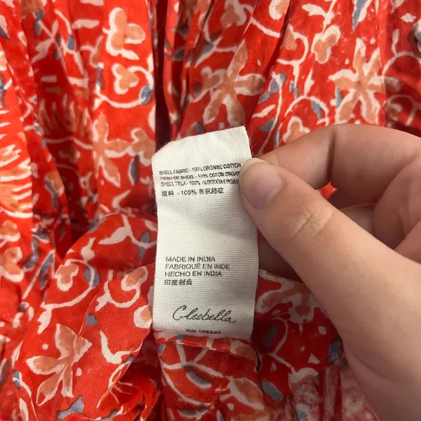 CLEOBELLA Mylah Blouse block print orange/red/white organic cotton top size xs - Image 8