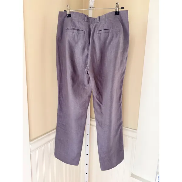 Elevenses Anthropologie Linen Tencel Straight Leg Pants Gray Purple Size 2 - Image 4