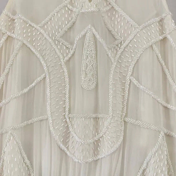Karina Grimaldi‎ White Beaded Maxi Dress XS Neiman Marcus Art Deco Bridal Gown - Image 14