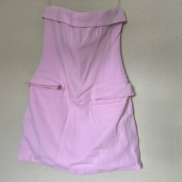 House of CB Naia Pink Strapless Mini Dress Flap Pocket‎ Bodycon L - Image 4