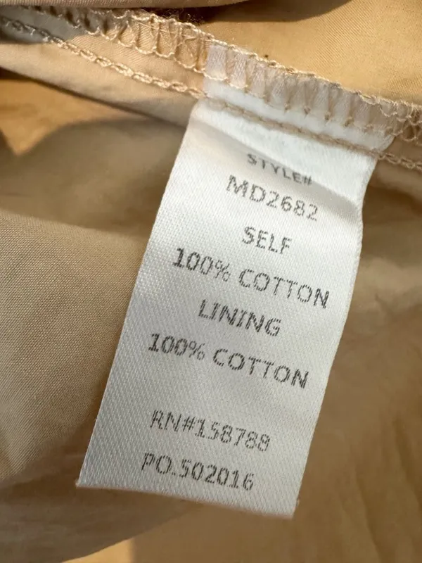 Mable Cotton Poplin Tiered Midi Dress Size Small Tan Cottagecore Milkmaid Boho - Image 8