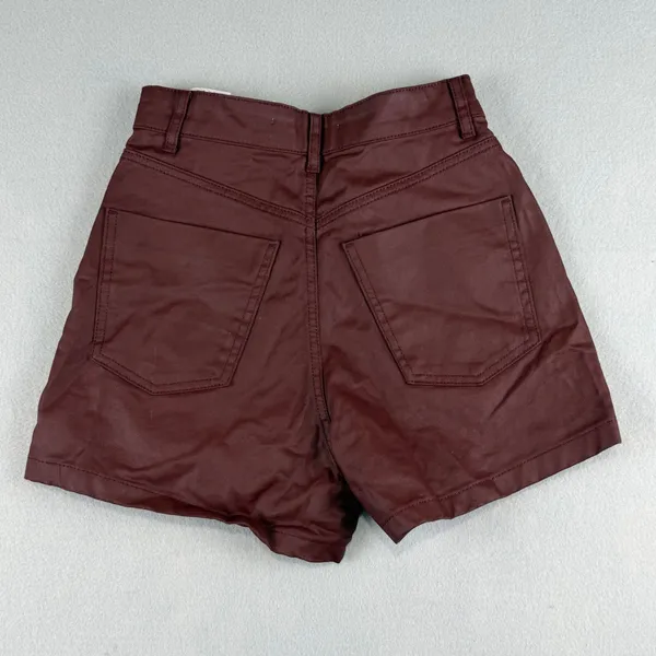 Zara Womens High Waisted Coated Shorts Burgundy Size 2 - Image 8