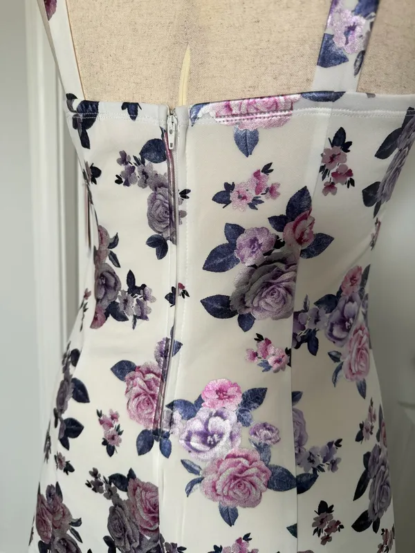 City Vibe NWT Junior Size L Floral Print Scuba Fit&Flare Mini Dress White Lilac Pink - Image 8
