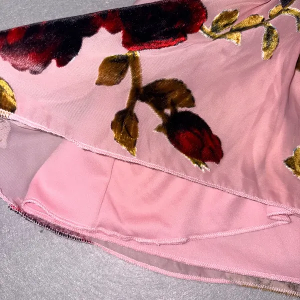 Evolutionary Pink Velvet Rose Burnout Babydoll Cami Top Y2K Large NWT - Image 3