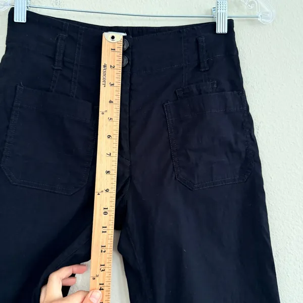 Maeve Anthropologie The‎ Junie Jean Black Wide Leg Petite Pants 27P - Image 14