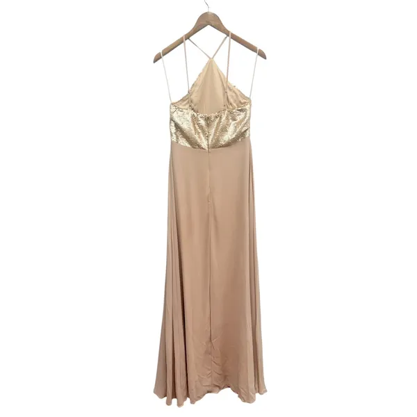 Lulus The Best Part Matte Gold Sequin Maxi Dress size Medium NWT - Image 2