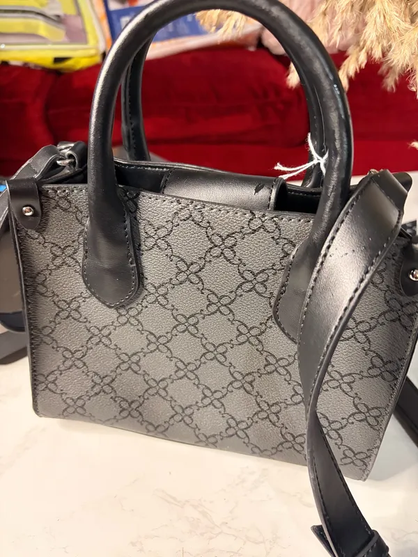 Nine West Black Monogram Satchel Handbag - Image 2