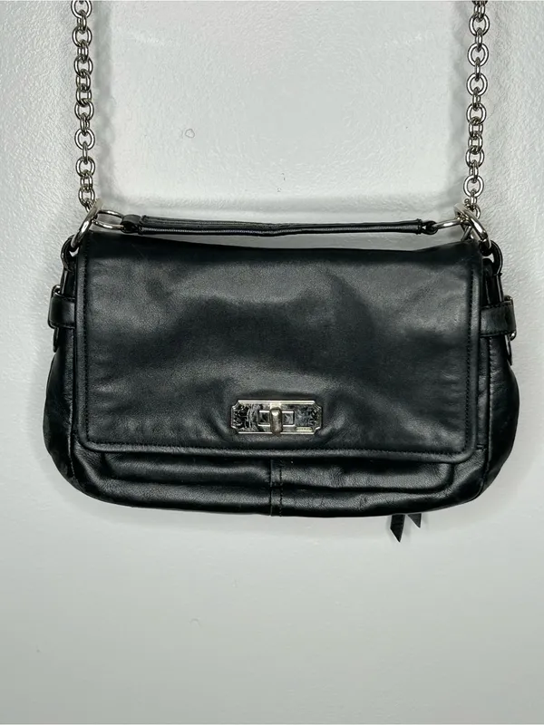 Coach Chelsea Convertible Crossbody Shoulder Bag Turnlock Flap Black F17825 - Image 5