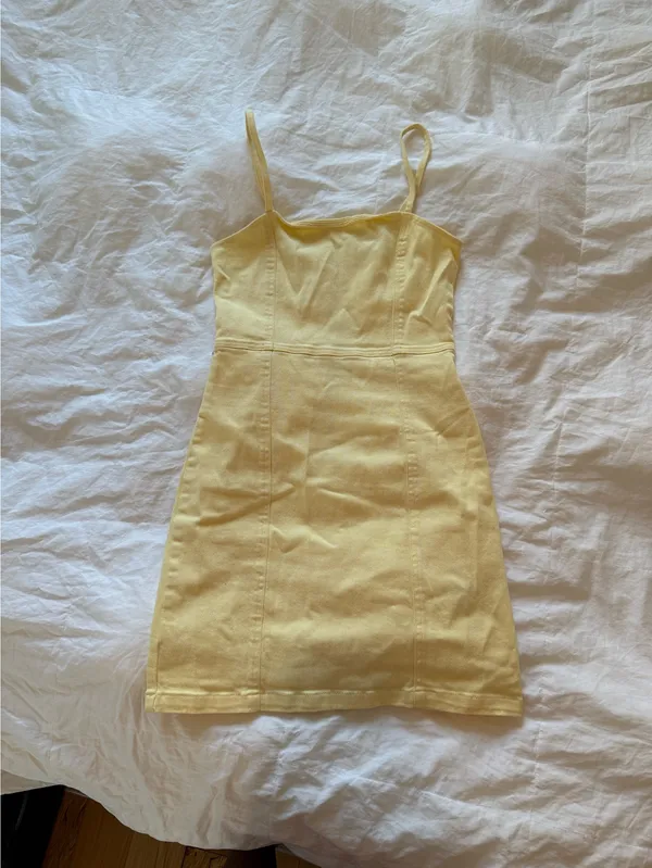 Divided Butter Yellow Mini Denim Dress - Image 4