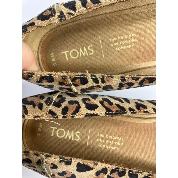 TOMS Jutti Flats Womens 8.5 Brown Leopard Print Excellent Animal Suede Pointed - Image 5