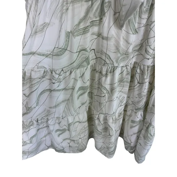 Entro NWT Sage Green Cream 3/4 Balloon Sleeve Tiered‎ Ruffled Above Knee Dress S - Image 5