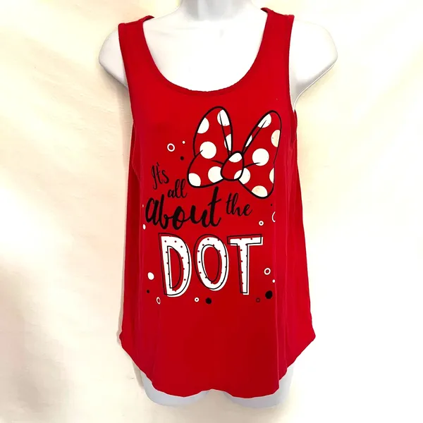 Disney Parks Polka Dot Minnie Mouse Womens Tank Top Sz S Bow Vacation Graphic - Image 12