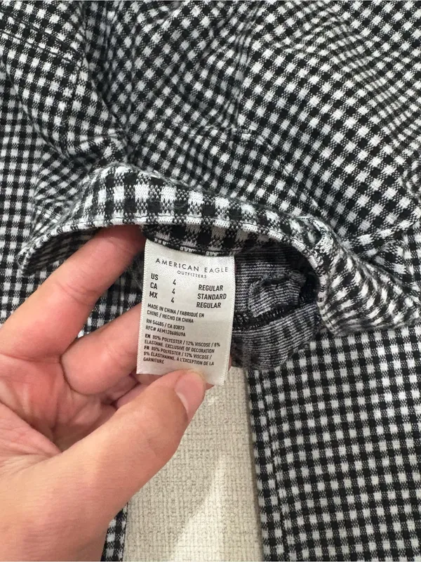 American Eagle Outfitters Black & White Gingham Wide-Leg Pants - Image 5