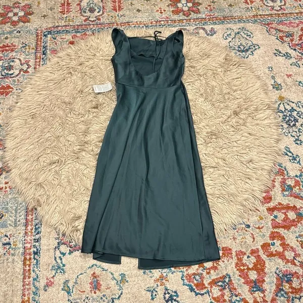 WAYF green satin slip dress XS - Image 3