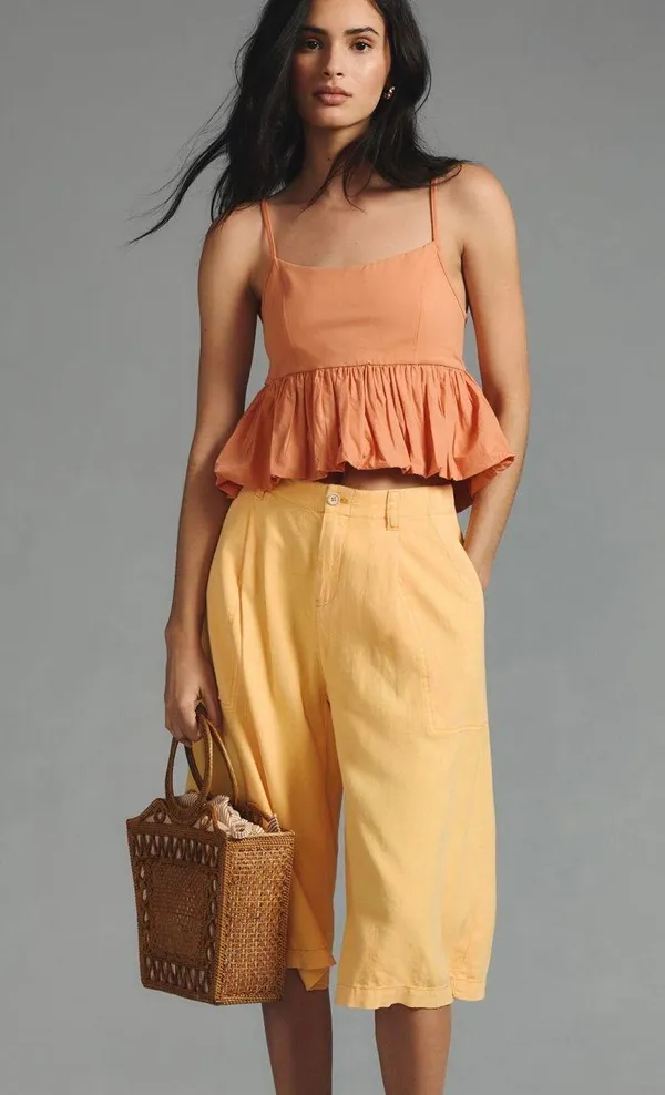 Maeve Ruffled Bubble-Hem Cropped Tank | Size XL - Image 4