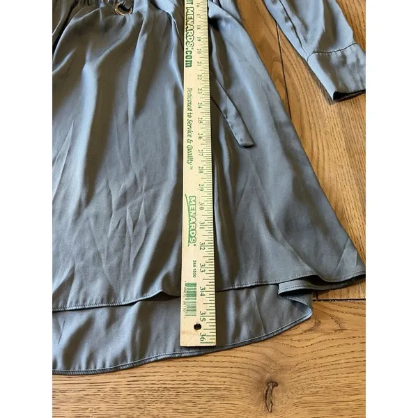 HM Dress Women’s Size Small Sage Green Short V Neck Elastic‎ Waist Silky Feel - Image 4