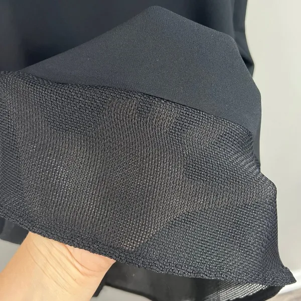 Zara Basic Size XL Black Mesh Sheer Sleeve and Hem Short Sleeve Midi Dress - Image 4