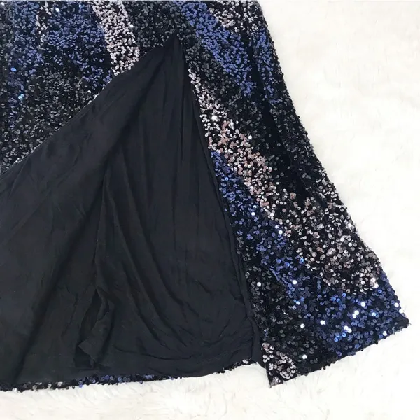 FREE PEOPLE Glitter & Gold Sequin Velvet Midi Dress‎ Blue Black Size Medium New - Image 11