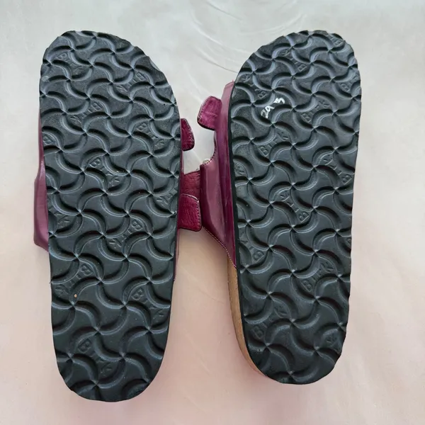 Tatami Women Leather Whimsy Sandals 39 Plum Rhinestone Buckle Slide Birkenstock - Image 6