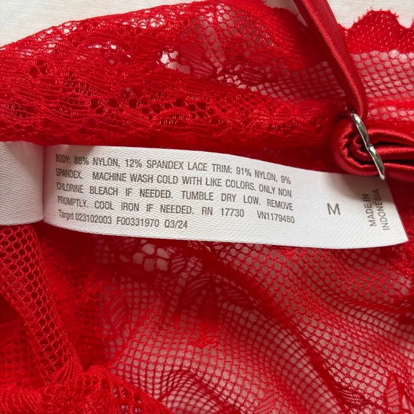 Auden Red Floral Lace Chemise Nightgown Sheer Adjustable Straps Medium NWT - Image 11