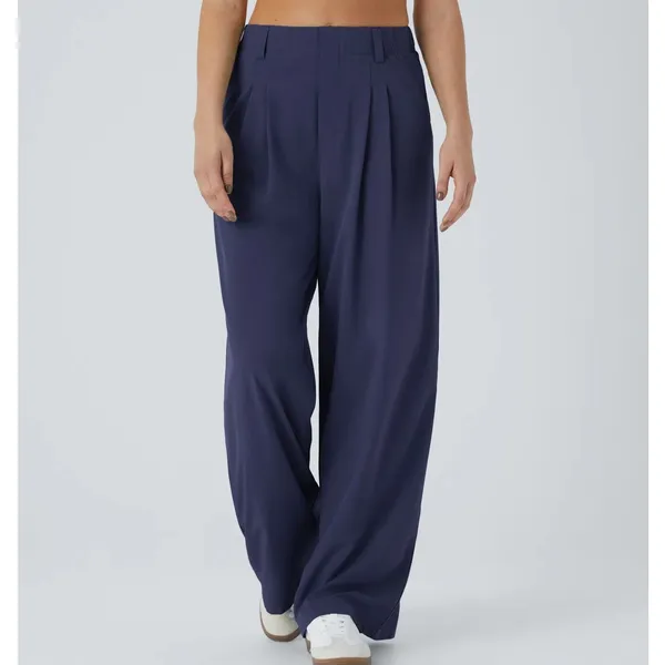 Halara Breezeful High Rise Wide Leg Palazzo Pants Size Large Tall Blue Career - Image 10