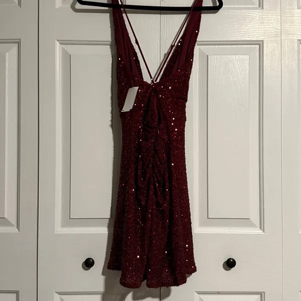 ASTR‎ the Label Sequin Twist Front Mini Party Dress Red Size Medium NWT C28 - Image 5