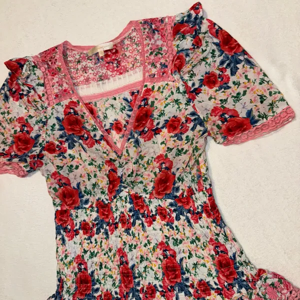 Loveshackfancy Rena Floral Mini Dress Size Medium - Image 8