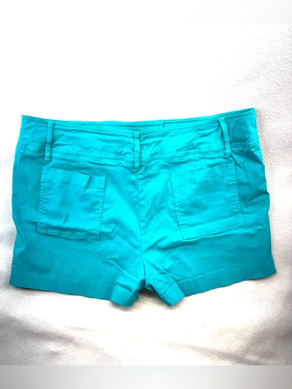 Bisou Bisou 16 Turquoise Pocketed Shorts with Gold Buttons Accent - Image 2