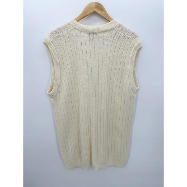 Cream Beige Knit‎ Fisherman Sleeveless Sweater Vest Size 1X Academia Preppy - Image 2