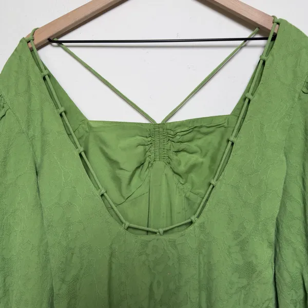 Anthropologie Maeve Women Midi Dress‎ 0 Green Square Neck Cottage Prairie - Image 15
