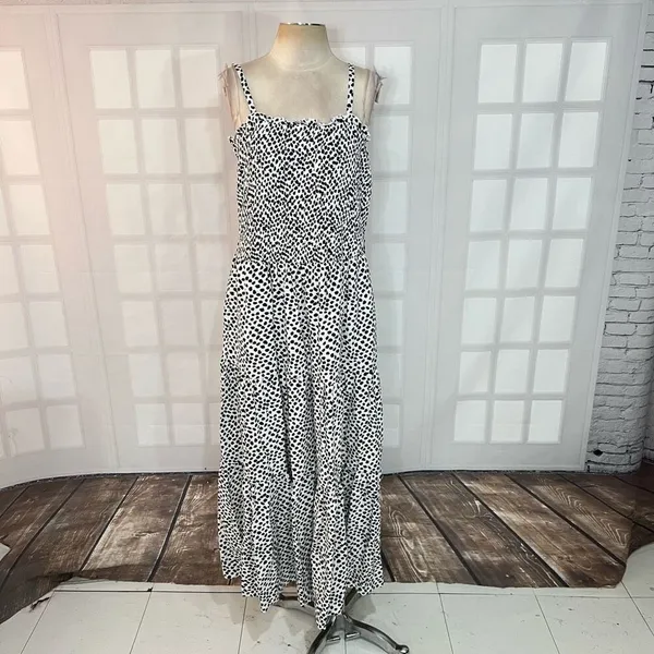 City Chic NWT Black White Corina Spot Sleeveless Smocked Maxi Dress Size S/16 - Image 2