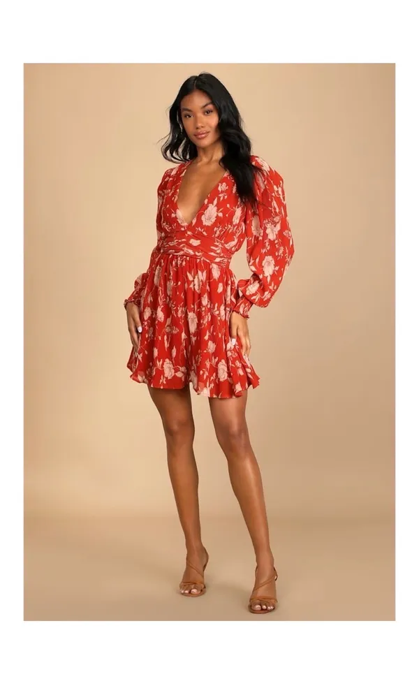 Lulus Burnt Orange Dress - Image 4