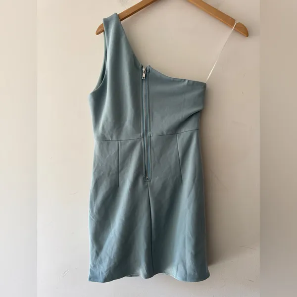 NEW!!‎ Hello Molly Backstage Pass Mini Dress One Shoulder Sage Ruffle Detail - Image 7