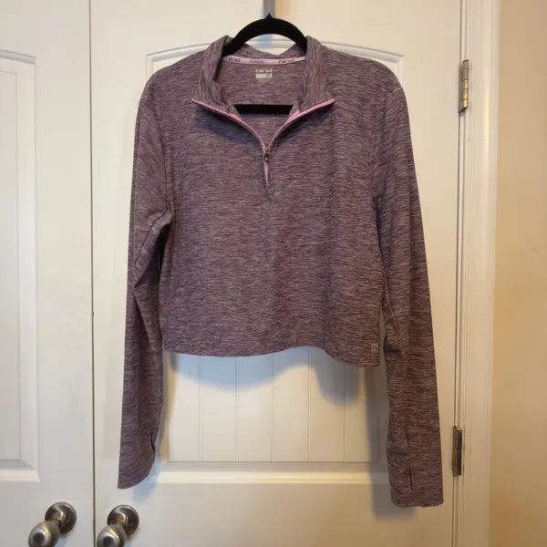 Hind XL Performance Pullover Womens Quarter Zip Crop Thumbholes Running Workout - Image 2
