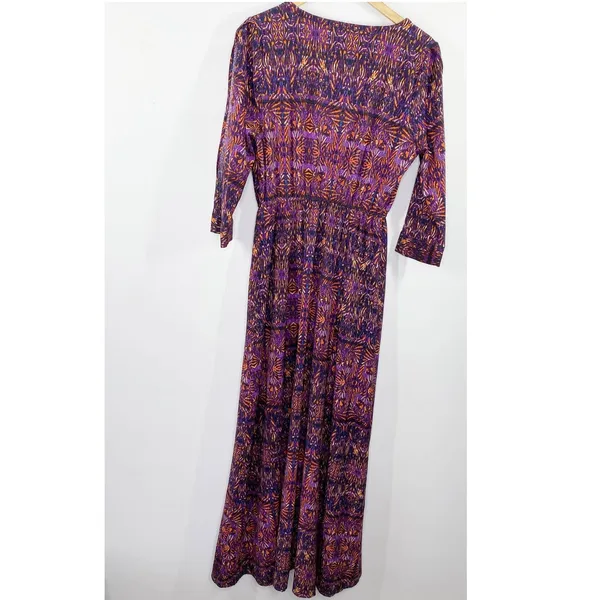 Jack by BB Dakota Purple Orange Printed V-Neck Maxi Dress Women's Size Medium M - Image 3