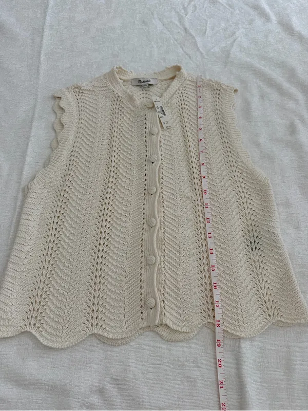 NWT Madewell Pointelle Knit Button Front Sweater Vest Cream XS - Image 8