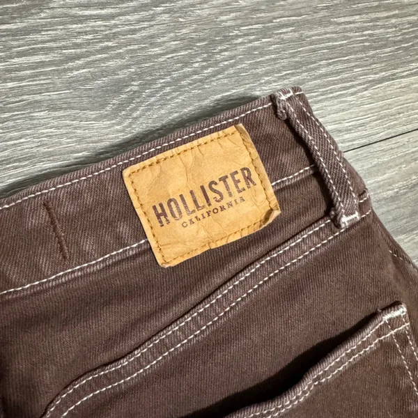 Hollister Ultra High-Rise Dad Jeans‎ Brown Cargo Contrast Stitch 3R W26 L31 - Image 4