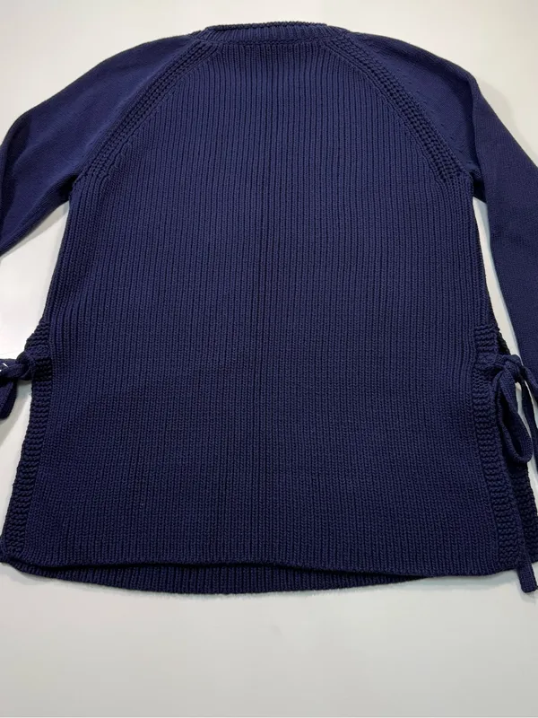 J. Crew Cotton Blend Navy Crewneck Sweater with Side Ties - Image 8