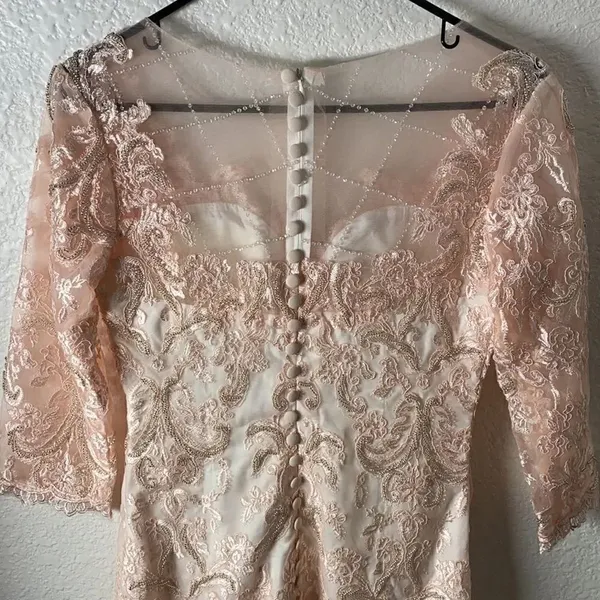 Pink Cocktail Dress - Intricate Beautiful Beading Approx Size 4 - Image 5