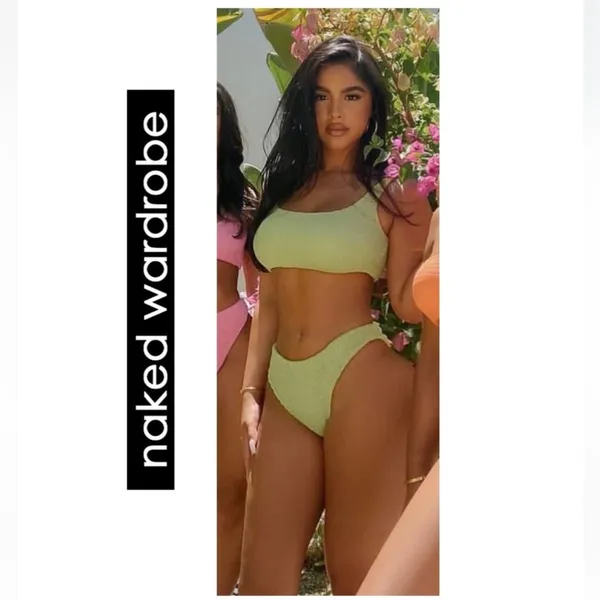 🆕 NWT Naked Wardrobe | 2 Piece Smocked Bikini | Lime | Size Small - Image 2