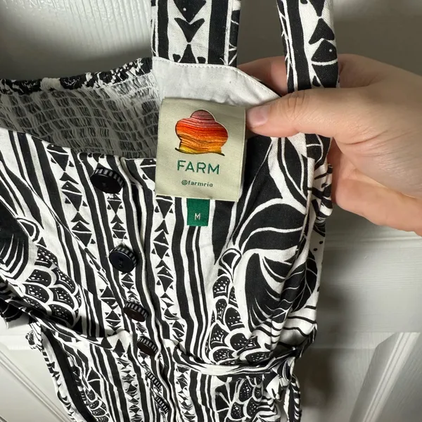 Farm Rio Off-White Monochrome Elegance Scarf Romper M - Image 7