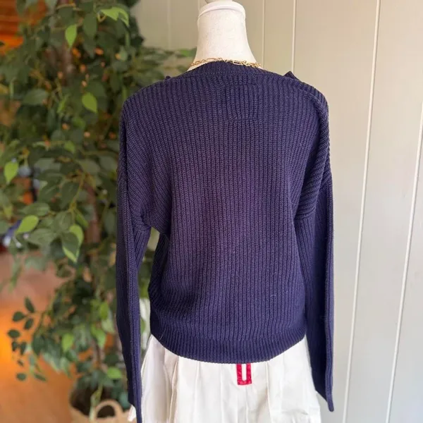 U.S Polo Embroidered Flowers Navy Blue Sweater Women's Crew Neck Size Xs - Image 6