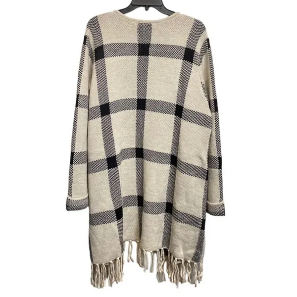 Adrienne Vittadini 3X Open Fringe Cardigan Long Sleeve Oatmeal Duster Sweater‎ - Image 4