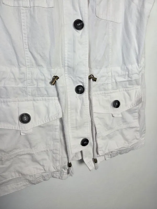 100% Cotton White Utility Vest Lightweight Gorpcore Hiking Outdoor Medium - Image 3