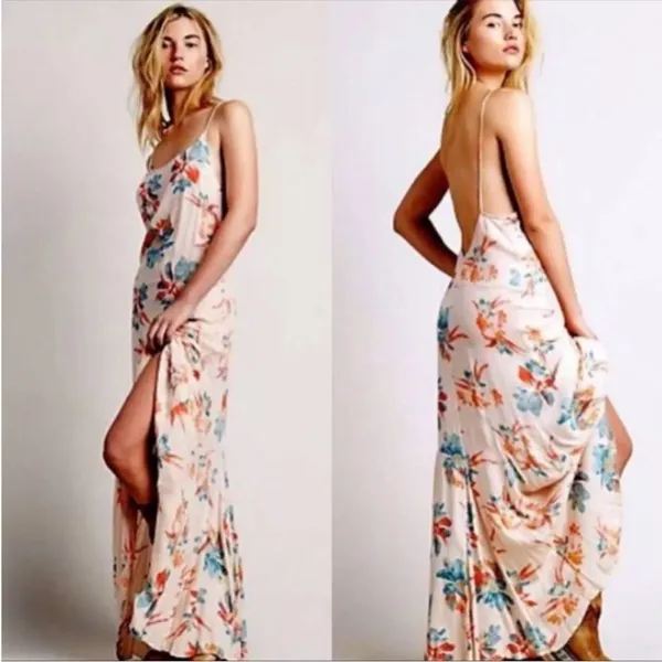 Free People Intimately Star Chasing Slip Maxi Dress in Hibiscus Combo‎ - Image 5