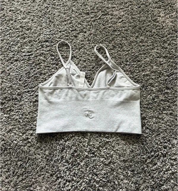 ALO Yoga Light Heather Gray Seamless Sports Bralette - Image 3