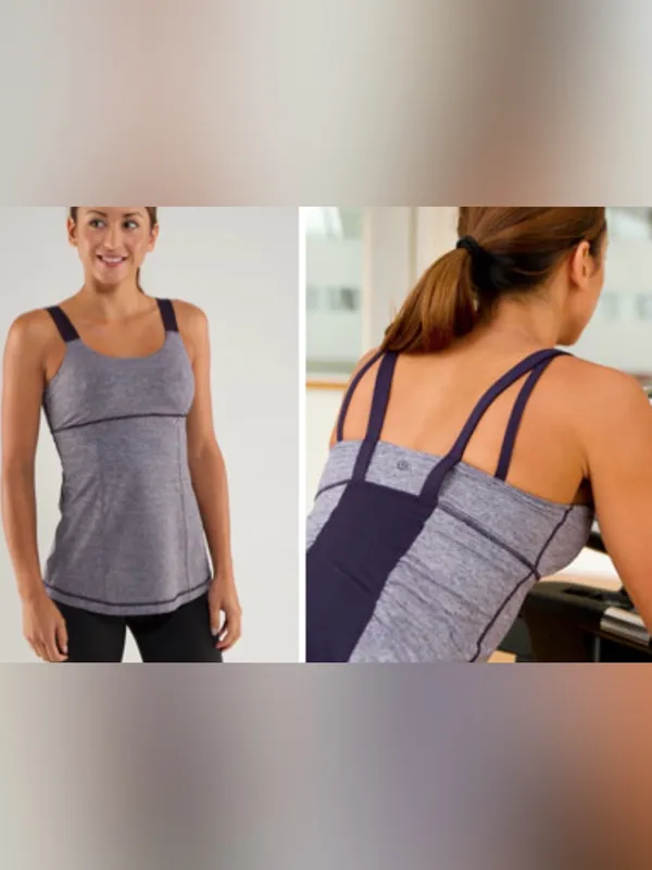 Lululemon Active Strength Gray and Dark Purple Tank Top Size 4 - Image 2